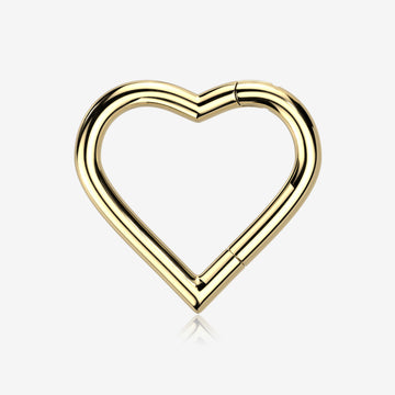 Implant Grade Titanium Golden Heart Basic Geometric Clicker Hoop Ring